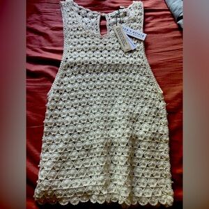 Alice & Olivia Hand Made Pearl Woven Strapless Tank XS